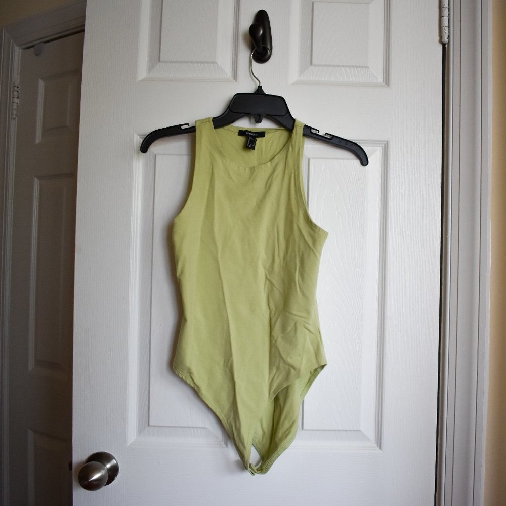 Forever 21 Lime Green Scoop Neck Bodysuit Size Sm